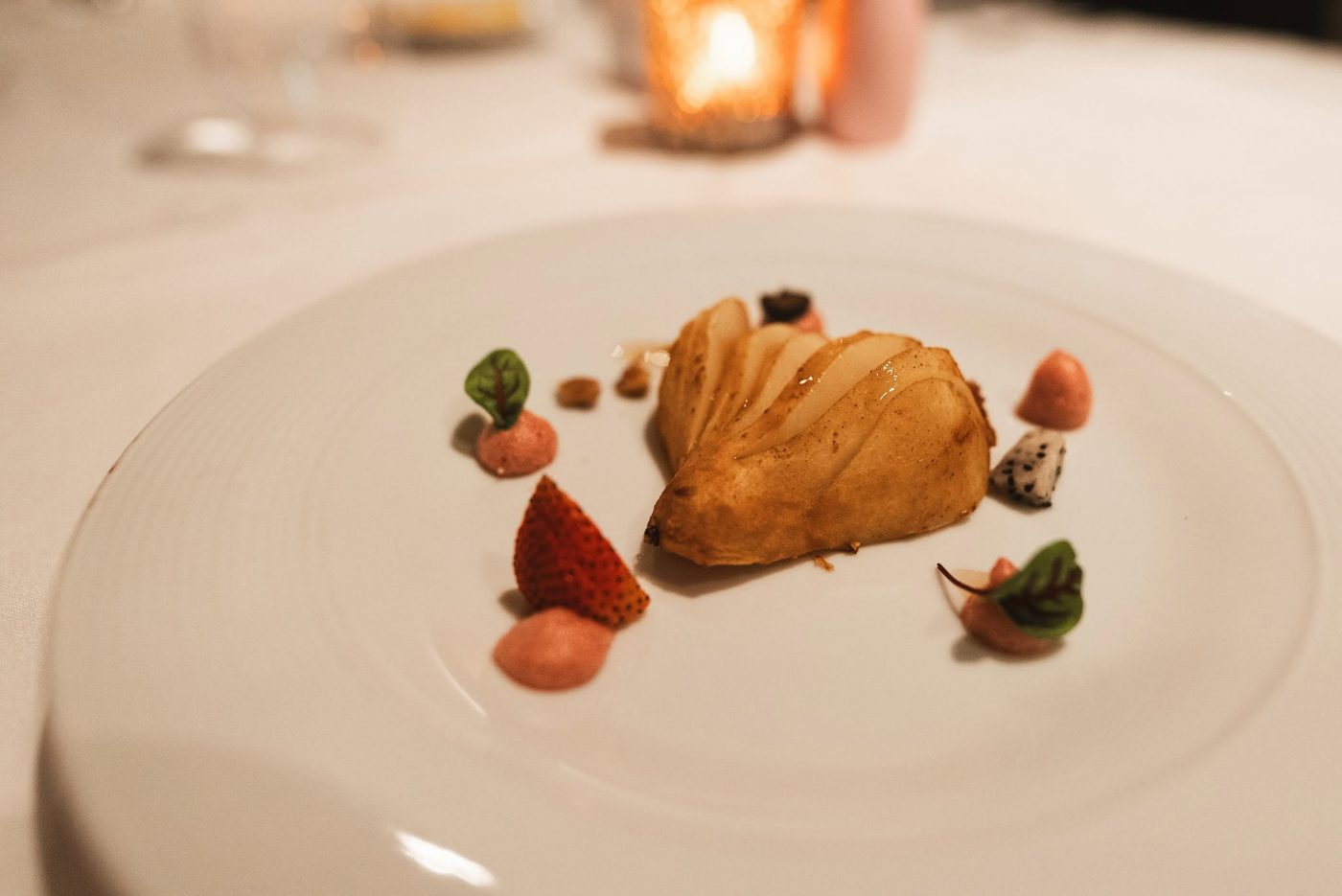 Poached pear dessert Poached pear dessert