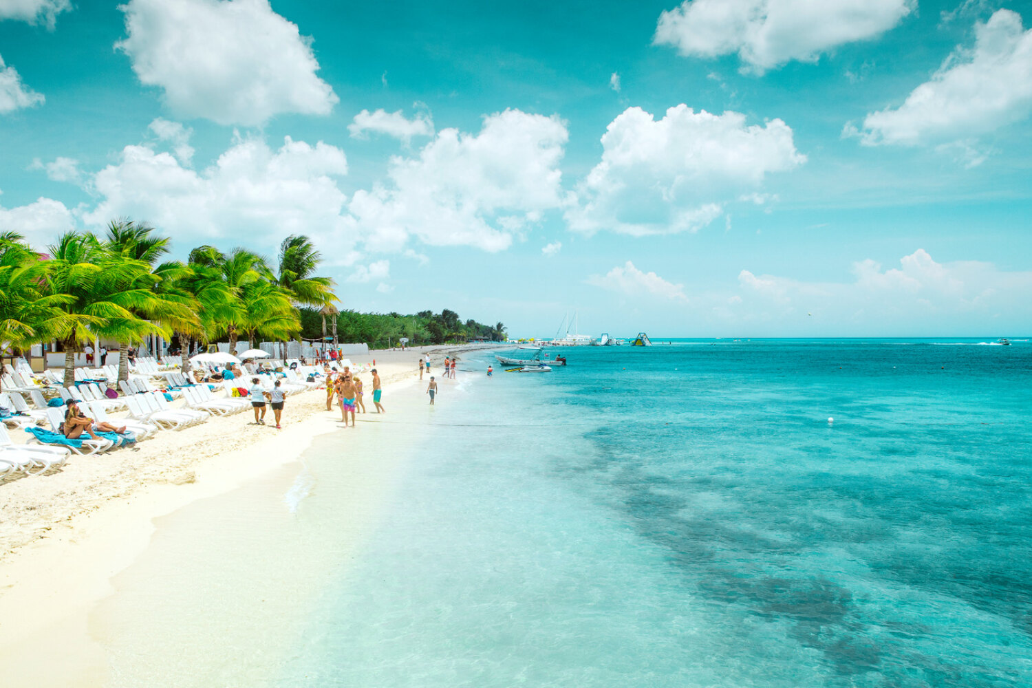 Cruise ships berthed at Cozumel, Mexico, with the waterfront behind Cruise ships berthed at Cozumel, Mexico, with the waterfront behind