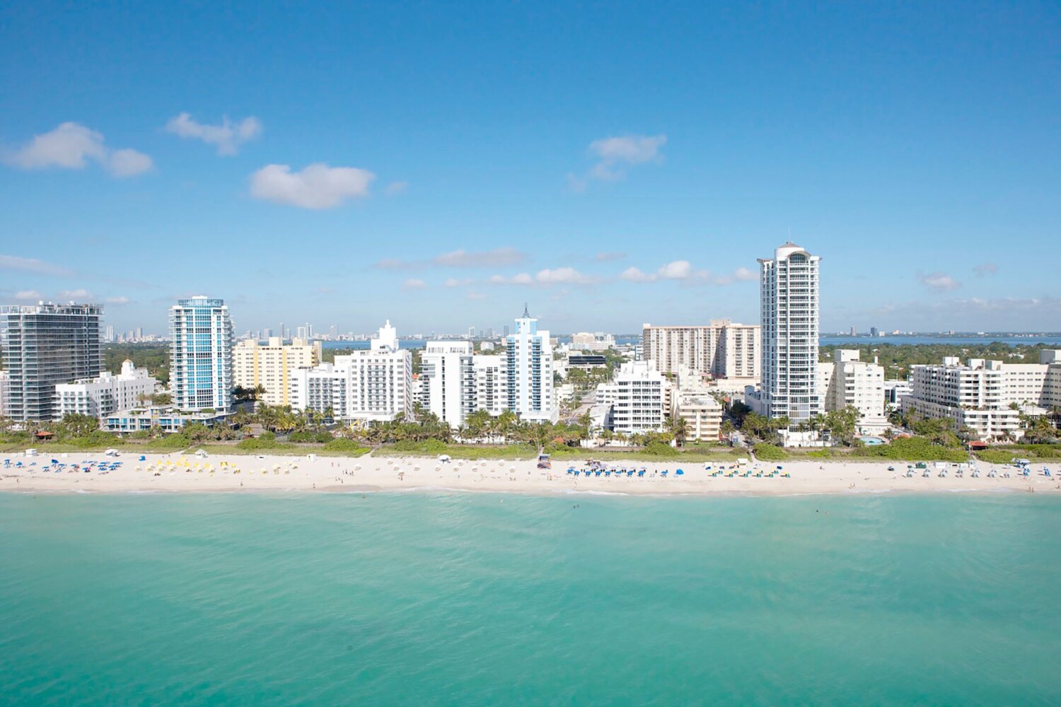 Miami Beach and the Florida shoreline from the water Miami Beach and the Florida shoreline from the water