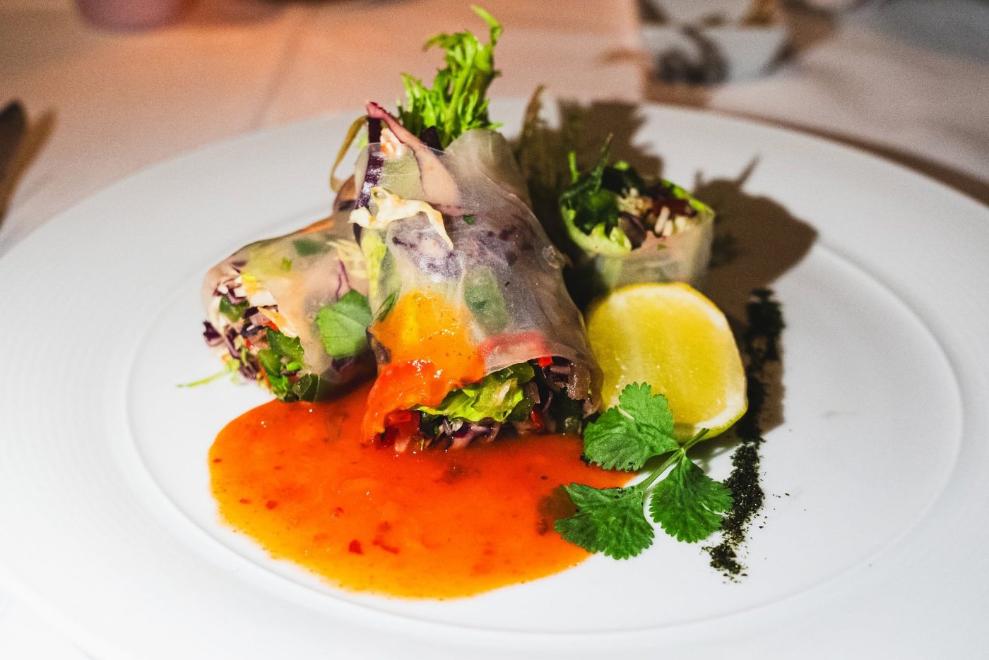 Rice paper rolls on the raw menu Rice paper rolls on the raw menu